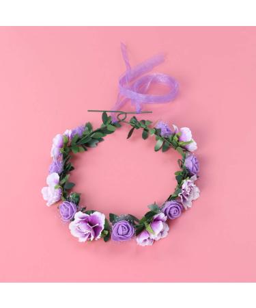 KALLORY Purple Flower Crown Headband for Bridesmaids & Flower Girls - Buy Online on SooperMarket.com