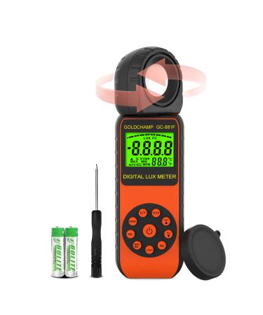 Digital Illuminance Meter Light Meter Handheld, 1400,000Lux Photometer Luxmeter with Backlight Data Hold, Measuring Temperature, 270 Rotatable Light Detector for LED Light,Plants,Outdoor Photography