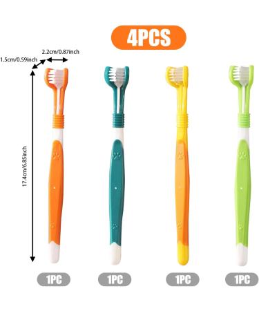 Dog Toothbrush 3 Sided Toothbrush 4PCS Triple Head Dog Toothbrushes for Dogs Dental Care with Soft Bristles Cleaning Brushes with Long Handle for Dog Cat Oral Dental Health - Buy Online on SooperMarket.com