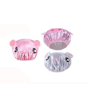 DeDz Lovely girl heart waterproof shower cap 3pack