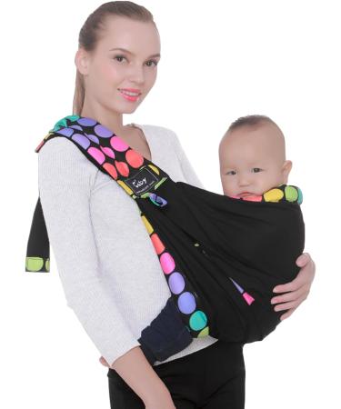 CUBY Baby Carrier Sling | Natural Cotton Adjustable Wrap for Newborn Comfort | Nursing Infant Toddler Carrier | Black Polka Dot - Buy Online on SooperMarket.com