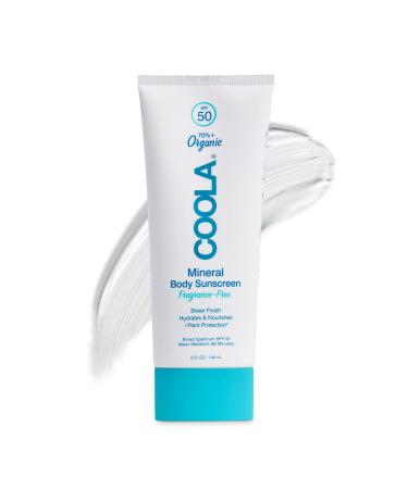 COOLA Organic Mineral Sunscreen SPF 50 Sunblock Body Lotion Dermatologist Tested Skin Care For Daily Protection Vegan and Gluten Free Fragrance Free 5 Fl Oz