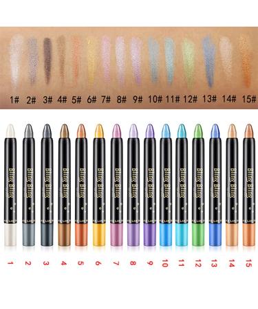 15 Colors Waterproof Eyeshadow Stick Set - Long Lasting Shimmer & Glitter Eye Shadow Pencil by Petansy - Buy Online on SooperMarket.com