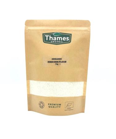 Organic Einkorn Wholemeal Flour-Certified Organic Non-GMO Vegan No Additives No Preservatives Resealable Bag by Thames Organic 1kg