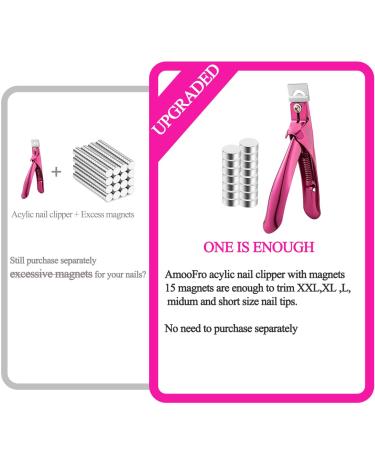 Acrylic False Nail Clippers with Magnets - Adjustable Stainless Trimmer & Tip Cutter for Salon Home Art - Perfect Length Measurement & Manicure Tool - Rosered - Buy Online on SooperMarket.com