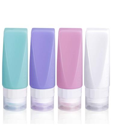 Travel Bottles Leak Proof ,3 oz TSA Approved Silicone Squeezable, Refillable Containers Set for Toiletries Shampoo Conditioner Lotion Multicolor