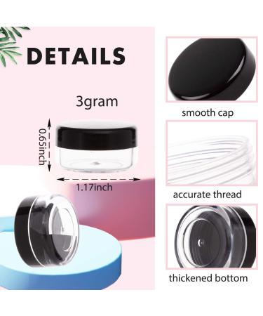 50 Pack Black 3g Sample Jars with Lids - BPA Free Cosmetic Containers for Makeup, Lotion, Eye Shadow, Powder, Lip Balms - Buy Online on SooperMarket.com