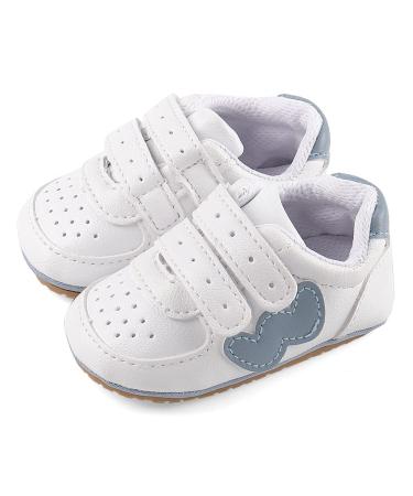 Cheerful Mario Baby Boys Girls First Walking Shoes Infant Prewalkers Pram Shoes Soft PU Leather Anti Slip Sole 6-12 Months W Blue