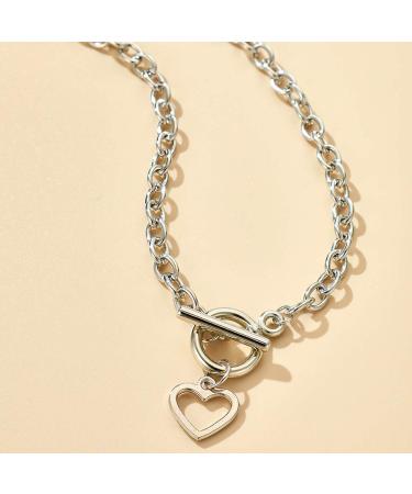 Missgrace Dainty Love Layered Choker Necklaces - Handmade Silver Pendant Set for Women & Girls - Adjustable Multilayer Chains - Buy Online on SooperMarket.com