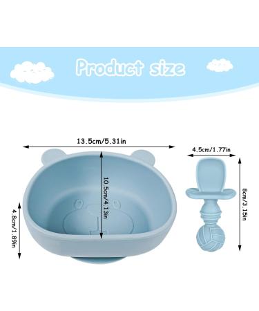 Lanjue Silicone Suction Bowl Set for Baby Toddler | BPA Free Non Slip Weaning Bowl with Spoon & Fork | Blue - Buy Online on SooperMarket.com