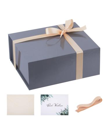 5 Packs grey Gift Box 8x7x3.3 Inches Small Gift Boxes with Lids and Magnetic Closure Collapsible Gift Boxes with Card and Ribbon for Presents Men Gift Wedding Male Birthday Graduation Merry Christmas 8x7x3.3 Inch(5 Packs) Grey