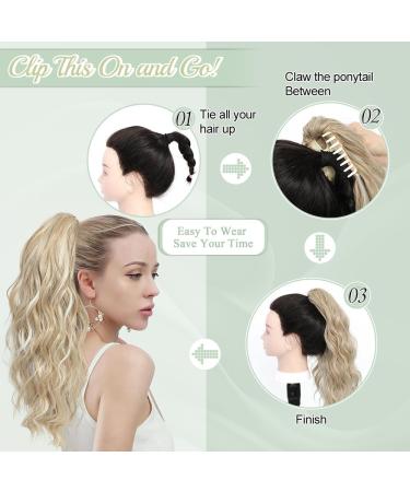MORICHY Highlights Ponytail Extension 18inch Claw Clips in Ponytail Hair Extension for Women Mix Blonde Curly Hair Synthetic Pony Tail Hairpiece for Women Daily Use party 18Inch Dirty Blonde with Brown Highlights - Buy Online on SooperMarket.com