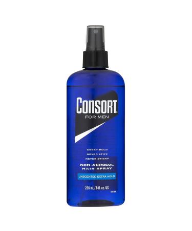 Consort Hair Spray 8 Ounce Unscented Extra Hold Pump Non-Aero (236ml) (3 Pack) Unscented 8 Ounce (Pack of 3)