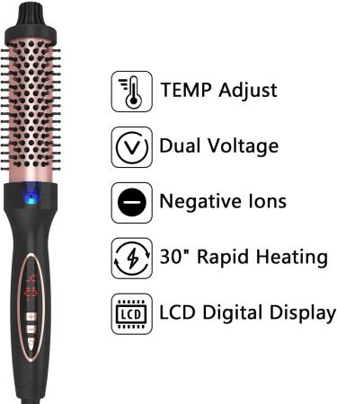 Upgrade 1.25-Inch Thermal Brush for Loose Curls | 9 Heat Settings | Tourmaline Ionic Curling Iron | Dual Voltage for Travel - Buy Online on SooperMarket.com