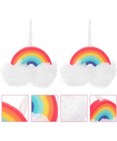 Kisangel Rainbow Bath Balls - 4 Pcs Colorful Bath Sponge & Scrubber - Perfect for Rainbow Parties & Shower Decorations - Buy Online on SooperMarket.com