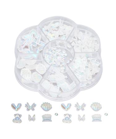 3D Nail Art Decorations Colorful Resin Aurora Bowknot Bear Shell Love Rhinestones Nail Nail Ornament for Women Salon DIY Accessories