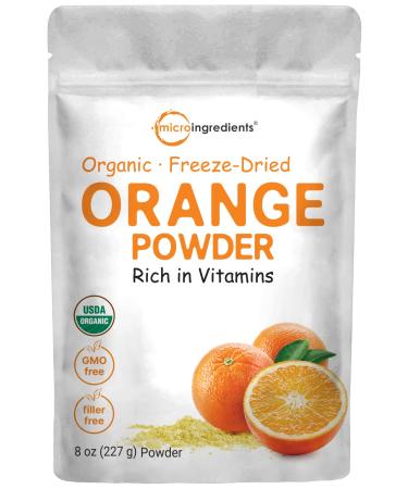 Organic Orange Powder 8 Ounce Orange Fruit Powder Freeze Dried Rich in Antioxidants and Immune Vitamin C for Immune System Booster Best Flavor for Smoothie Drinks Coffee and Baking No GMOs 8 Ounce (Pack of 1)