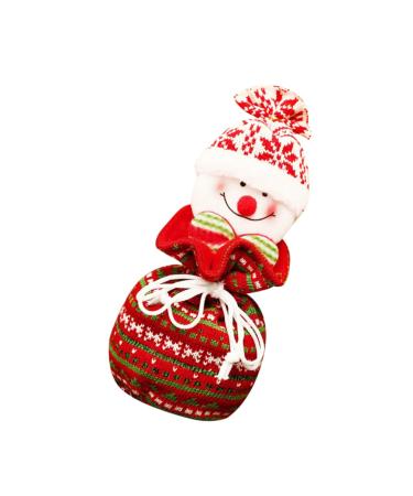 KOMBIUDA 1pc Snowman Storage Candy Bag Bags Kids Ornament Hanging Knitted Portable Christmas Adorable 1 count (Pack of 1) As Shown