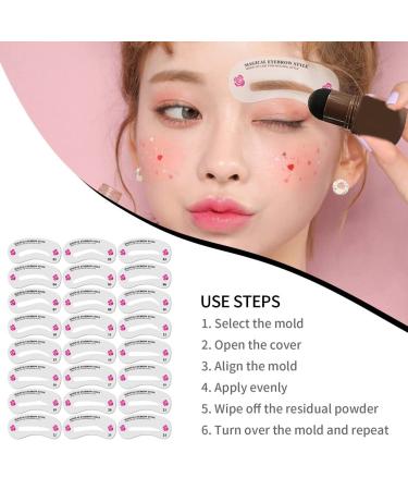 Sioppkik Eyebrow Stencil Set - 24 Reusable DIY Makeup Tools for Perfect Eyebrows | International Shipping Available - Buy Online on SooperMarket.com