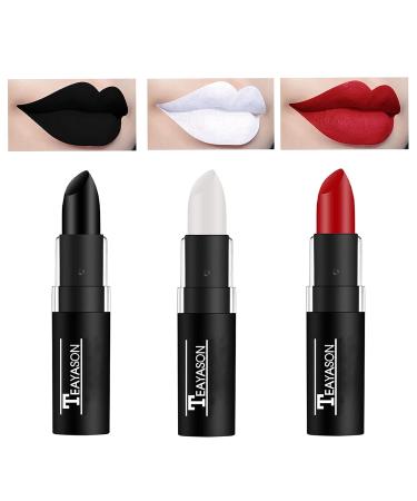 3Pcs Clown Makeup Sticks - Black, White & Red for Halloween & Sports | Sweatproof & Long Lasting - Buy Online on SooperMarket.com