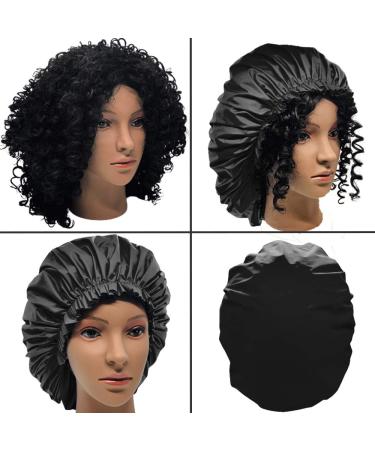 Elebox 2 Pack Waterproof Super Jumbo Shower Caps for Women with Long Hair - Black - Buy Online on SooperMarket.com