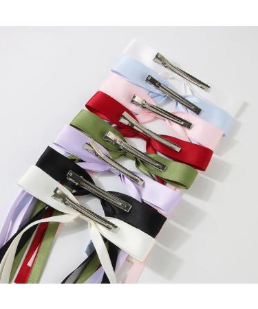 Hair Clip Bow Y2K Style Balletcore Long Bow Flat Clips Balletcore Hairpin Bow Elegant Hair Clip for Bunches D type 6 piece set - Buy Online on SooperMarket.com