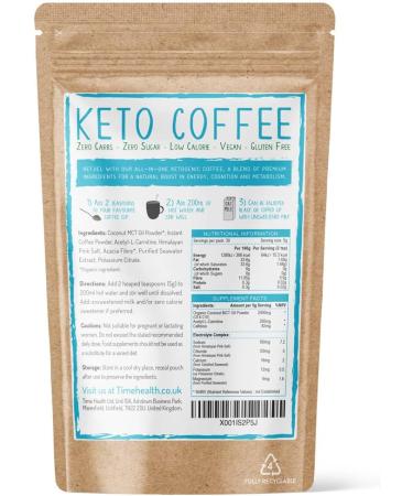 Barista Style Keto Coffee with MCTs & Electrolytes - 30 Servings, 150g - Vegan & Zero Sugar - UK Made - Buy Online on SooperMarket.com
