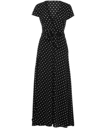 Hemlock Women's V-Neck Short Sleeve Maxi Dress | Printed Summer Beach Dress | Plus Size XX-Large Black - Buy Online on SooperMarket.com