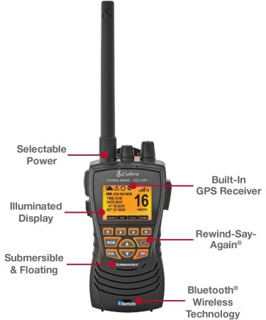 Cobra MR HH600FLTBTGPS Handheld Floating VHF Radio - 6W, GPS, Bluetooth, Submersible - Grey - Buy Online on SooperMarket.com