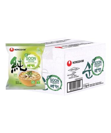Nong Shim Soon Veggie Ramyun Ramen Nongshim Noodles Soup 112g (Box of 6) HALAL