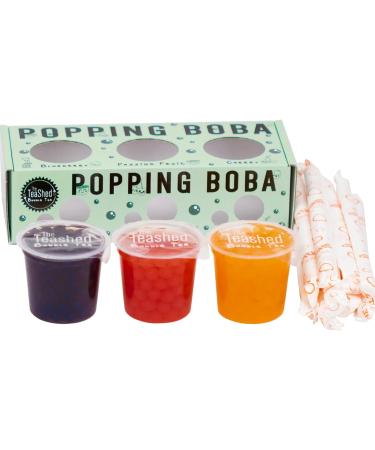 Popping Boba Bubble Tea Kit - 3 Flavor Gift Set with Passion Fruit, Blueberry, Cherry Boba Pearls - Makes 9 Servings | The TeaShed - Buy Online on SooperMarket.com