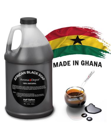 Aroma Depot Raw African Black Soap 1/2 Gallon - 100% Natural for Acne, Eczema, Psoriasis - Handmade from Ghana - Buy Online on SooperMarket.com