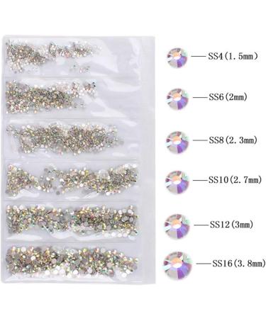 Brensty Nail Art Set Irregular Crystal Diamond Round Rhinestones Flat Bottom Curved Black Tweezer Nipper Wax Dotting Pen Tools - Buy Online on SooperMarket.com