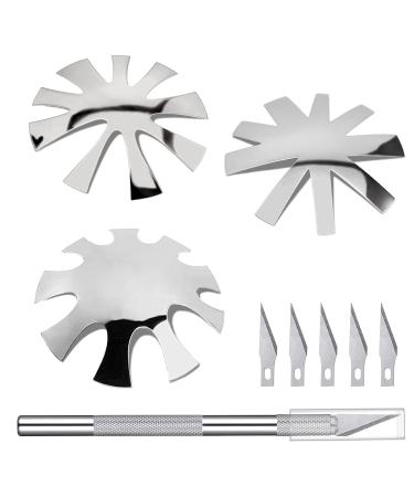3 Pcs French Nail Cutter for Acrylic Nails Stainless Steel Smile Line Cutter Manicure Edge Trimmer with Handles French Tip Cutting Knife 5 Spare Blades for Nail