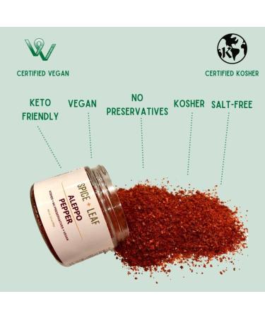 SPICE + LEAF Premium Aleppo Pepper Flakes 3.5 oz - Vegan, Kosher, Preservative-Free Mild Red Pepper - Buy Online on SooperMarket.com