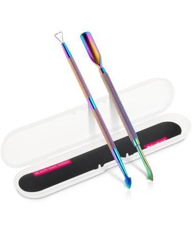 WLLHYF 2PCS Metal Cuticle Pusher and Cutter Remover Professional Stainless Steel Cuticle Remover Cuticle Nail Pusher Peeler Scraper Durable Pedicure Manicure Tools for Fingernails Toenails