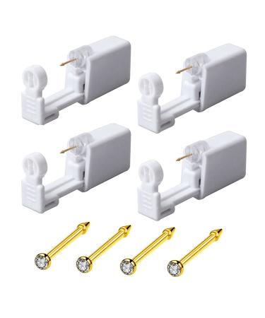 Nose Piercing Kit Gold Color 20G Nose Stud Disposable Self Ear Nose Piercing Kit Safety Painless Body Piercing Kit Tool 2 Pack