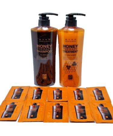 Daeng Gi Meo Ri - Honey Therapy Shampoo 16.9 FL. OZ/500ml and Treatment 16.9 FL. OZ/500ml Set with 10 samples 7ml.