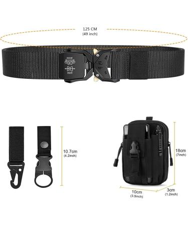 Leskyair 2 Series Tactical Belt for Men | High-Performance Military Hiking Belt - 3.8cm Wide | Includes TM Bag & Water Bottle Clip Hook - Black & Coffee - Buy Online on SooperMarket.com