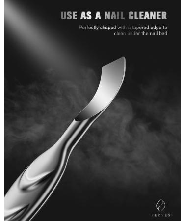 FERYES Elegant Precision Cuticle Pusher & Nail Cleaner - Dual-Ended Cuticle Stick Stainless Steel Cuticle Remover Tool for Flawless Nail Care Silver Type1 - Buy Online on SooperMarket.com