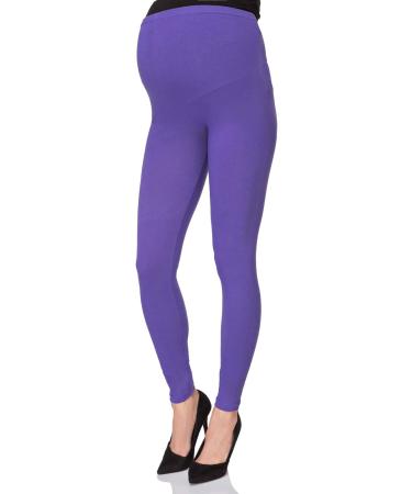 SOFTSAIL Maternity Leggings - High Waisted Cotton Pants with Belly Support | Maternity Clothes for Pregnancy Wear - 20 Violet - Buy Online on SooperMarket.com