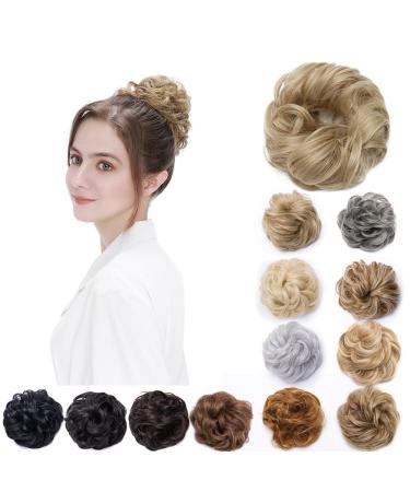 Blond Hair Bun Scrunchy Scrunchie Bun Short Messy Hair Bun Donut Hair Updo Hairpiece Ribbon Ponytail Extensions 25 g Blonde