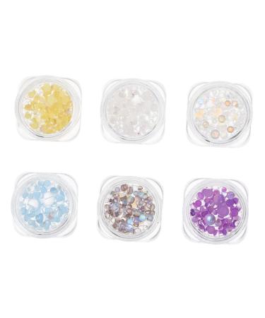 Mikinona 6 Boxes Art Glitter Stylish Stickers Delicate Sparkly Manicure Nial Manicures Crystal Paillettes Lovely Nail of Studs Decor DIY Fake Decorations Colorful Sequins Beads Ornaments