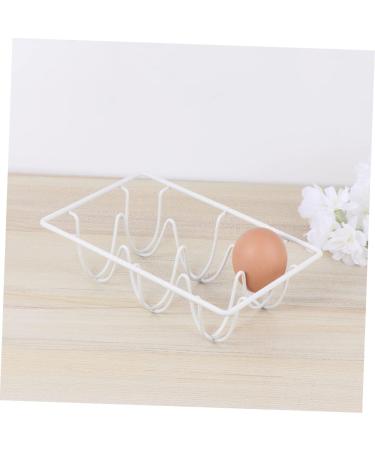Mikikit 2pcs Refrigerator Egg Holder Egg Tray for Refrigerator Ornament Container Metal Iron Egg Stackable Whitex2pcs 12*8CMx2pcs - Buy Online on SooperMarket.com