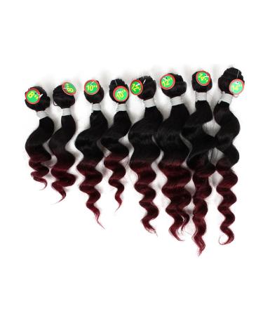 Loose Wave Hair Extensions - 8 Bundle Brazilian Human Hair Ombre Burgundy (8 10 12 14 Inch) - Buy Online on SooperMarket.com