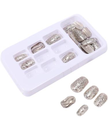 jayzee Natural False Nails Artificial Tip Manicure Phototherapy Nails Water Ripple Tablets Silver Gradient Color Nail Patch for Nail Art Salons and Home - Buy Online on SooperMarket.com