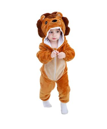 COOKY.D Unisex Winter Animal Hooded Baby Romper 3-36 Months 6-12 Months Brown