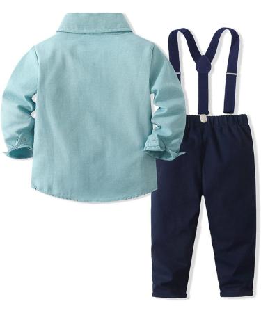 Volunboy Baby Boys 4PCS Gentleman Suit Set | Formal Bow Tie Shirts + Suspenders Pants | 5-6 Years | Pure Green - Buy Online on SooperMarket.com