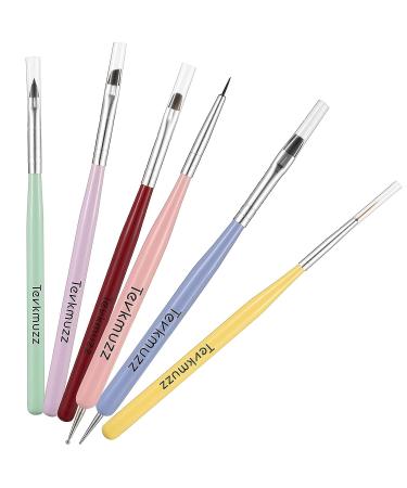 Tevkmuzz 6 PCS Nail Art Brushes Set - Nail Extension Gel, Dotting Pen, Liner Brush - Ideal for Gel Polish & Nail Design - Buy Online on SooperMarket.com