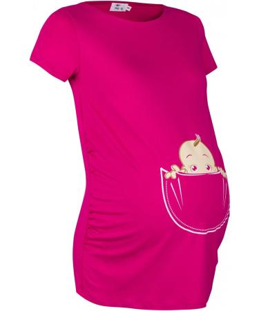HAPPY MAMA Women's Maternity Baby in Pocket Print T-Shirt Top Tee Shirt - Fuchsia (Size 18-20) - 501p - Buy Online on SooperMarket.com